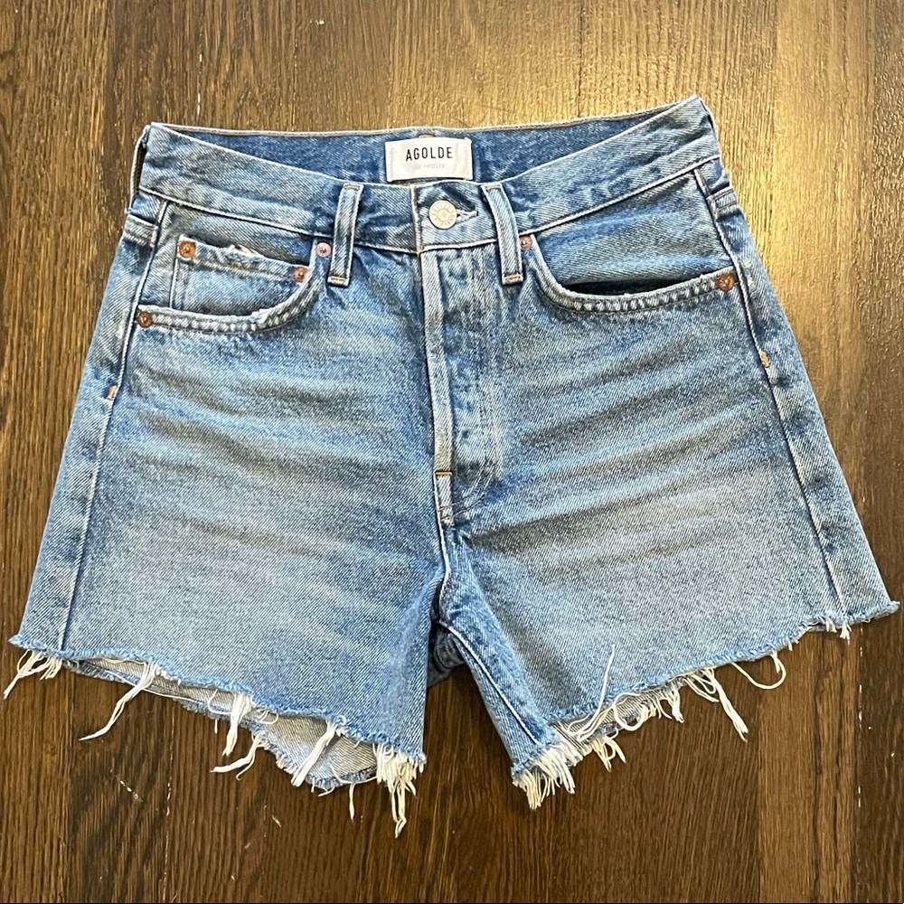 AGOLDE Parker Long Shorts Skywave Medium Wash Size 24